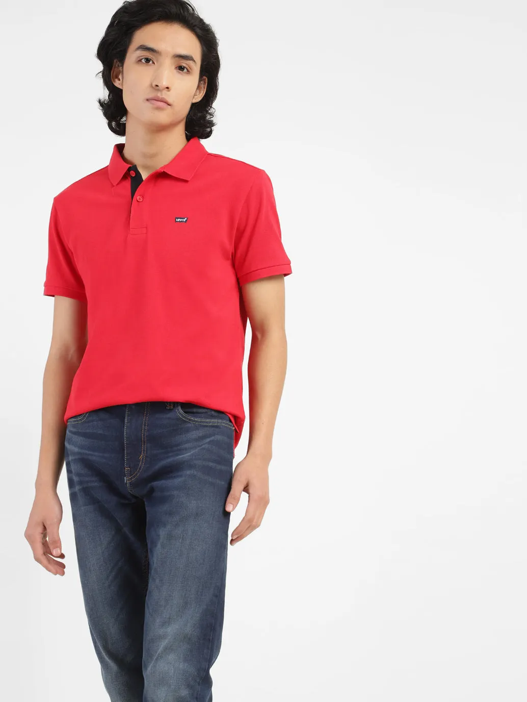 Men's Red Polo Collar T-Shirt