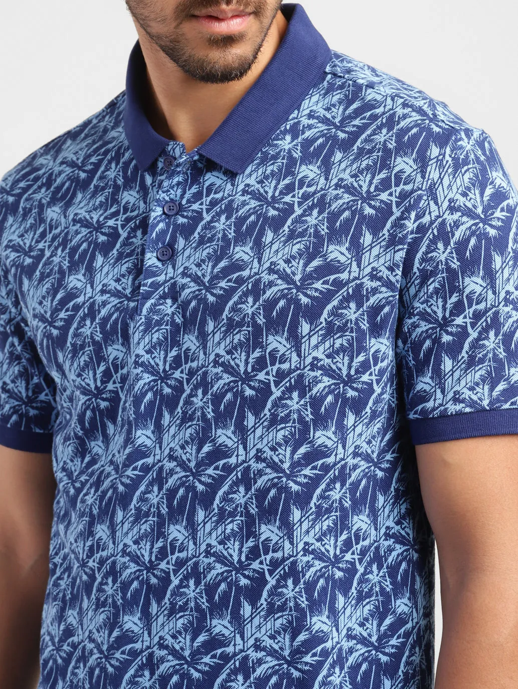 Men's Tropical Print Polo T-shirt