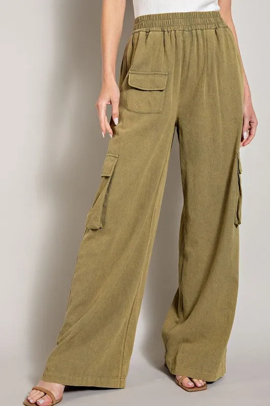 MINERAL WASHED CARGO PANTS - (4 colors)