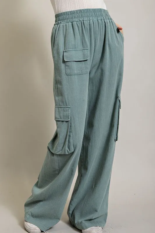 MINERAL WASHED CARGO PANTS - (4 colors)