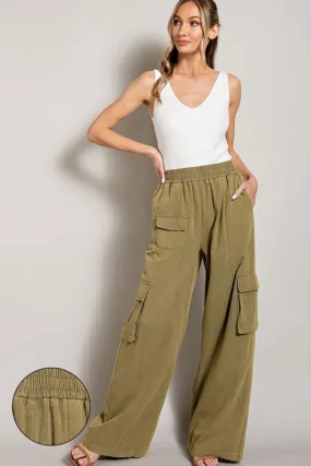 MINERAL WASHED CARGO PANTS - (4 colors)