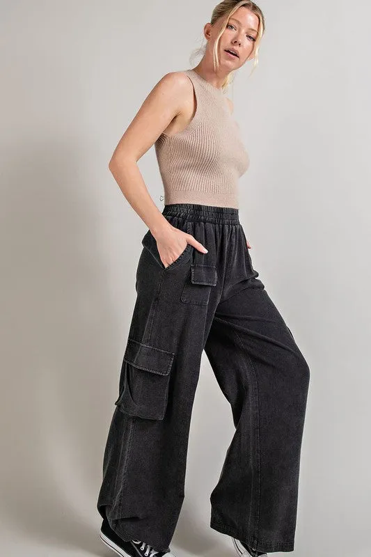 MINERAL WASHED CARGO PANTS - (4 colors)