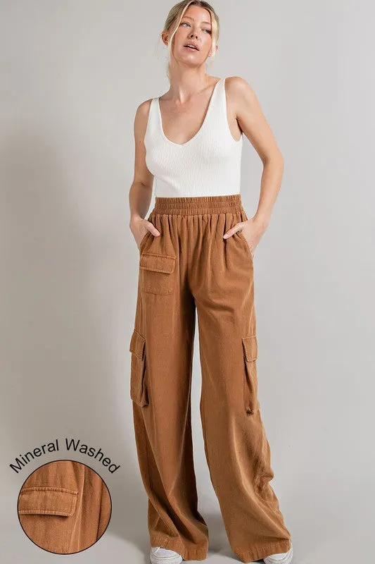 MINERAL WASHED CARGO PANTS - (4 colors)