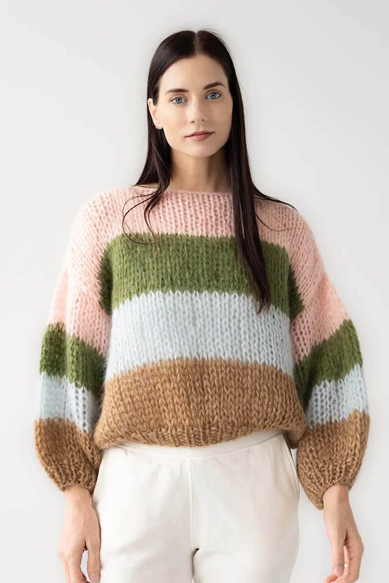 Mohair Big Sweater Colour Block Soft Pink - Sahara by Maiami