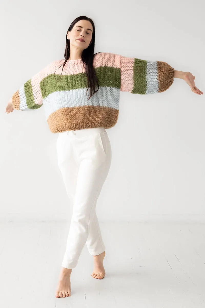 Mohair Big Sweater Colour Block Soft Pink - Sahara by Maiami