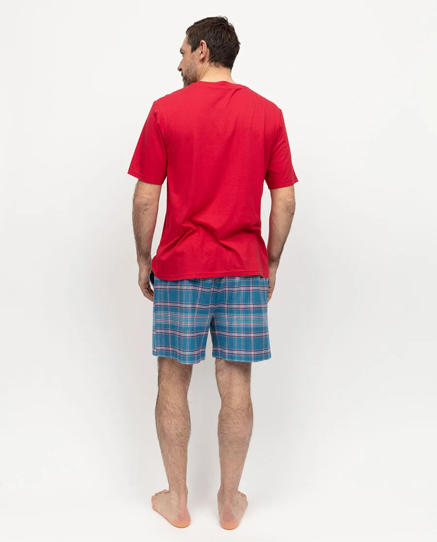 Montana Mens Jersey T-shirt and Brushed Check Shorty Set