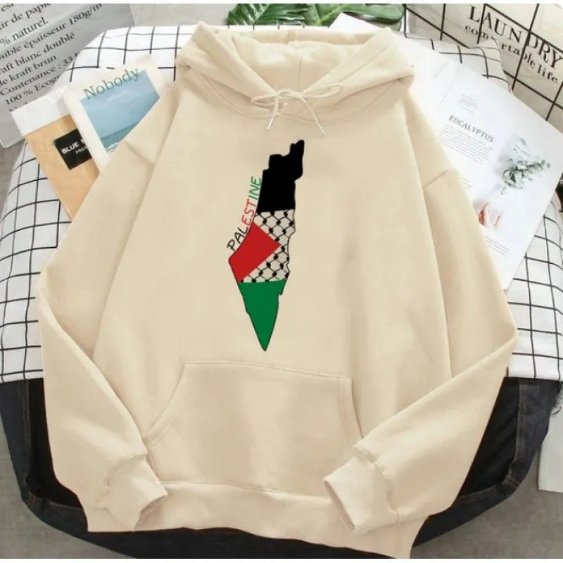 MT016 Free Palestine Printed Casual Thick Hoodie