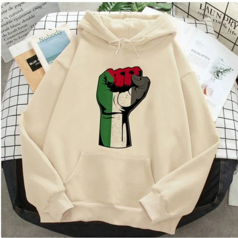 MT016 Free Palestine Printed Casual Thick Hoodie