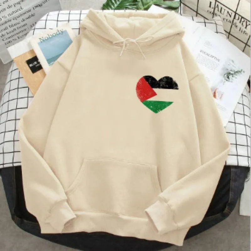 MT016 Free Palestine Printed Casual Thick Hoodie