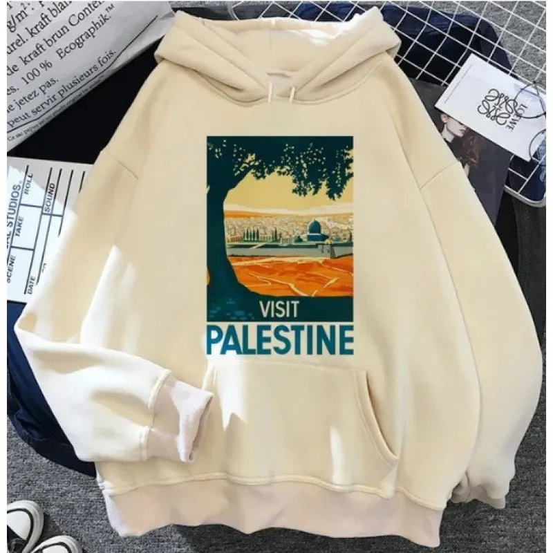 MT016 Free Palestine Printed Casual Thick Hoodie