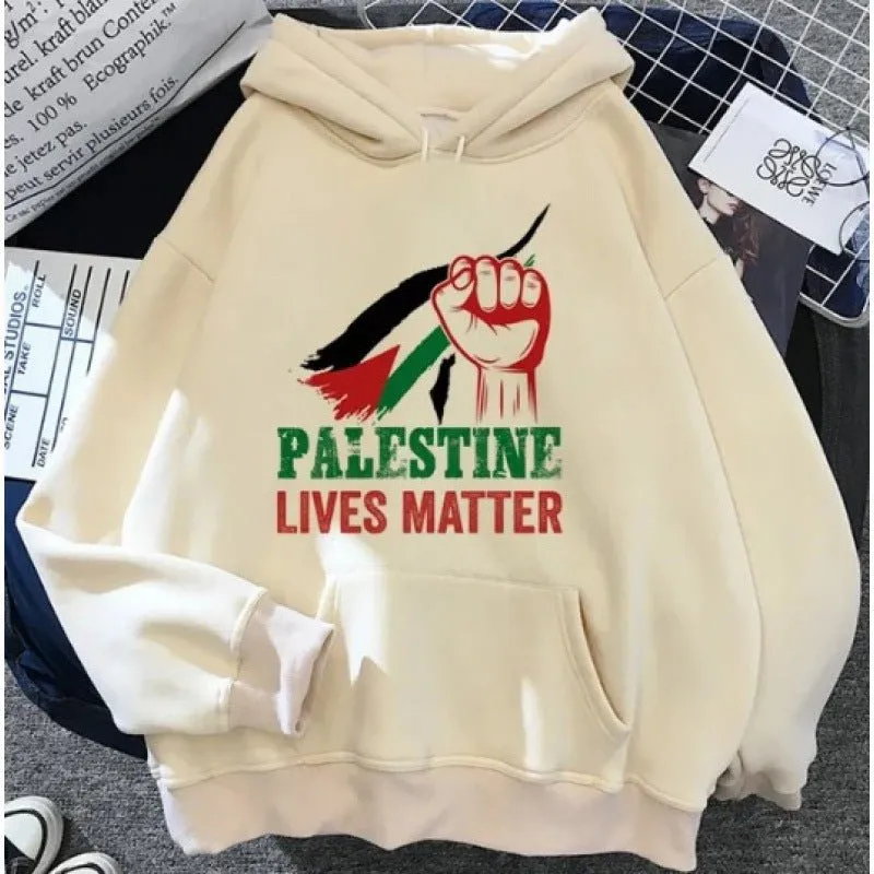 MT016 Free Palestine Printed Casual Thick Hoodie