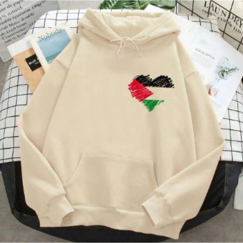 MT016 Free Palestine Printed Casual Thick Hoodie