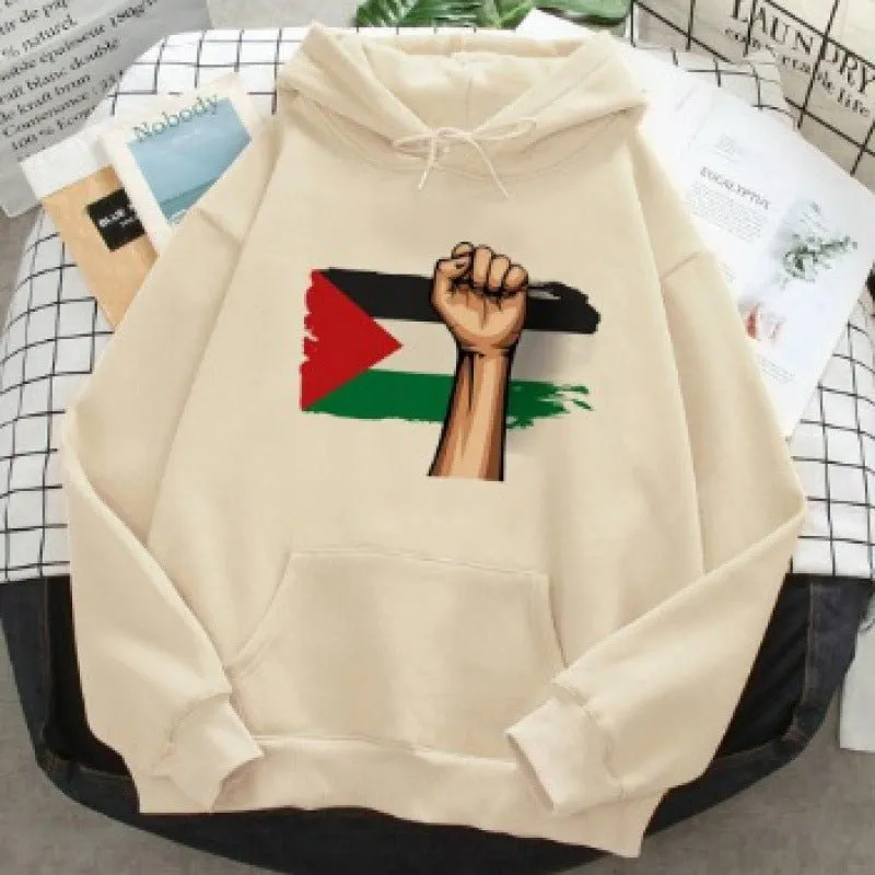 MT016 Free Palestine Printed Casual Thick Hoodie