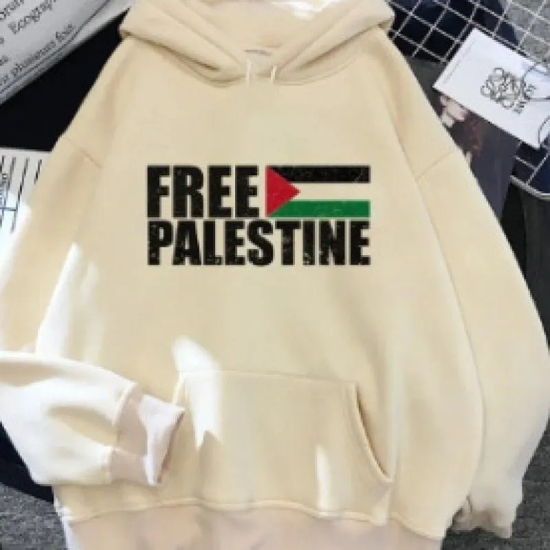 MT016 Free Palestine Printed Casual Thick Hoodie