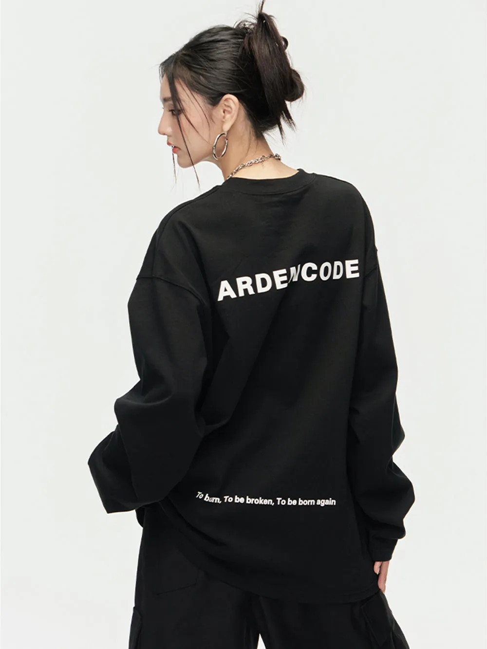 MUKTANK × ARDENCODE Unisex Large Loose Printed Cotton Long Sleeve T-Shirt