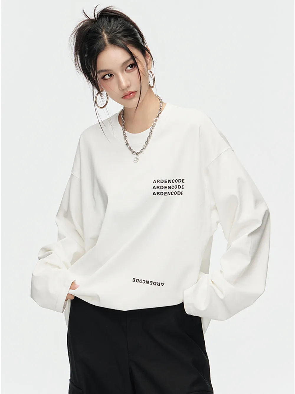 MUKTANK × ARDENCODE Unisex Large Loose Printed Cotton Long Sleeve T-Shirt