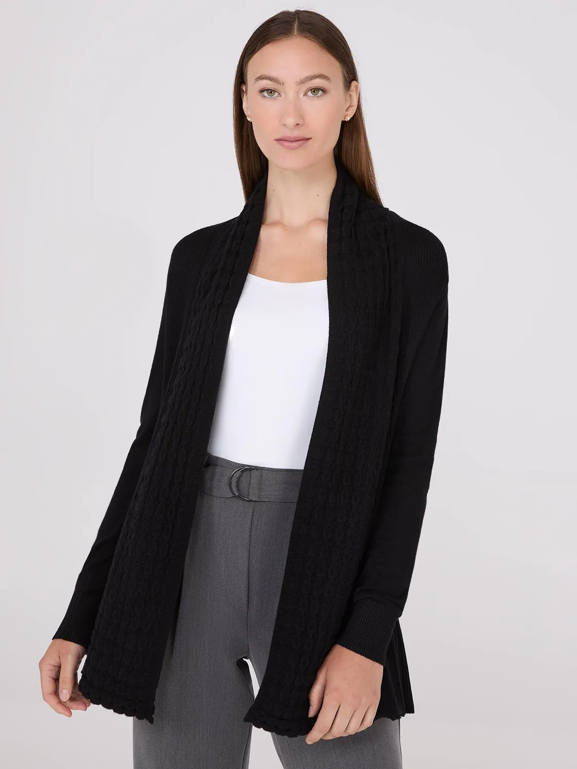 Multi Stitch Shawl Collar Duster Cardigan