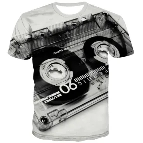 Music T-shirt Men Instrument Tshirts Cool Retro Tshirt Anime Electronic Shirt Print