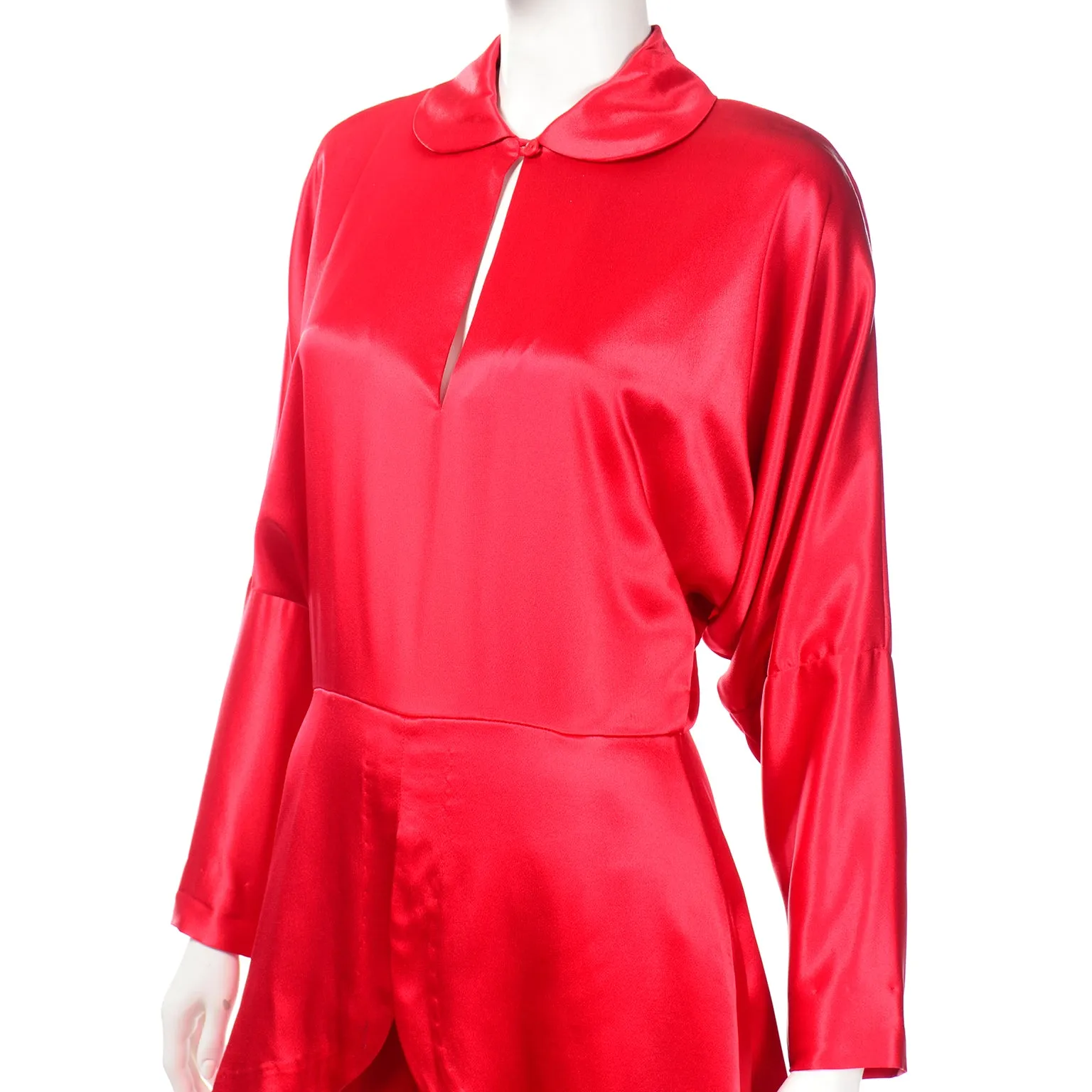 Norma Kamali Vintage 1980s Red Satin Jumpsuit