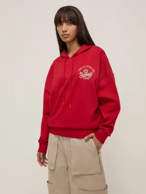 Nuon Red Text Printed Cotton Hoodie