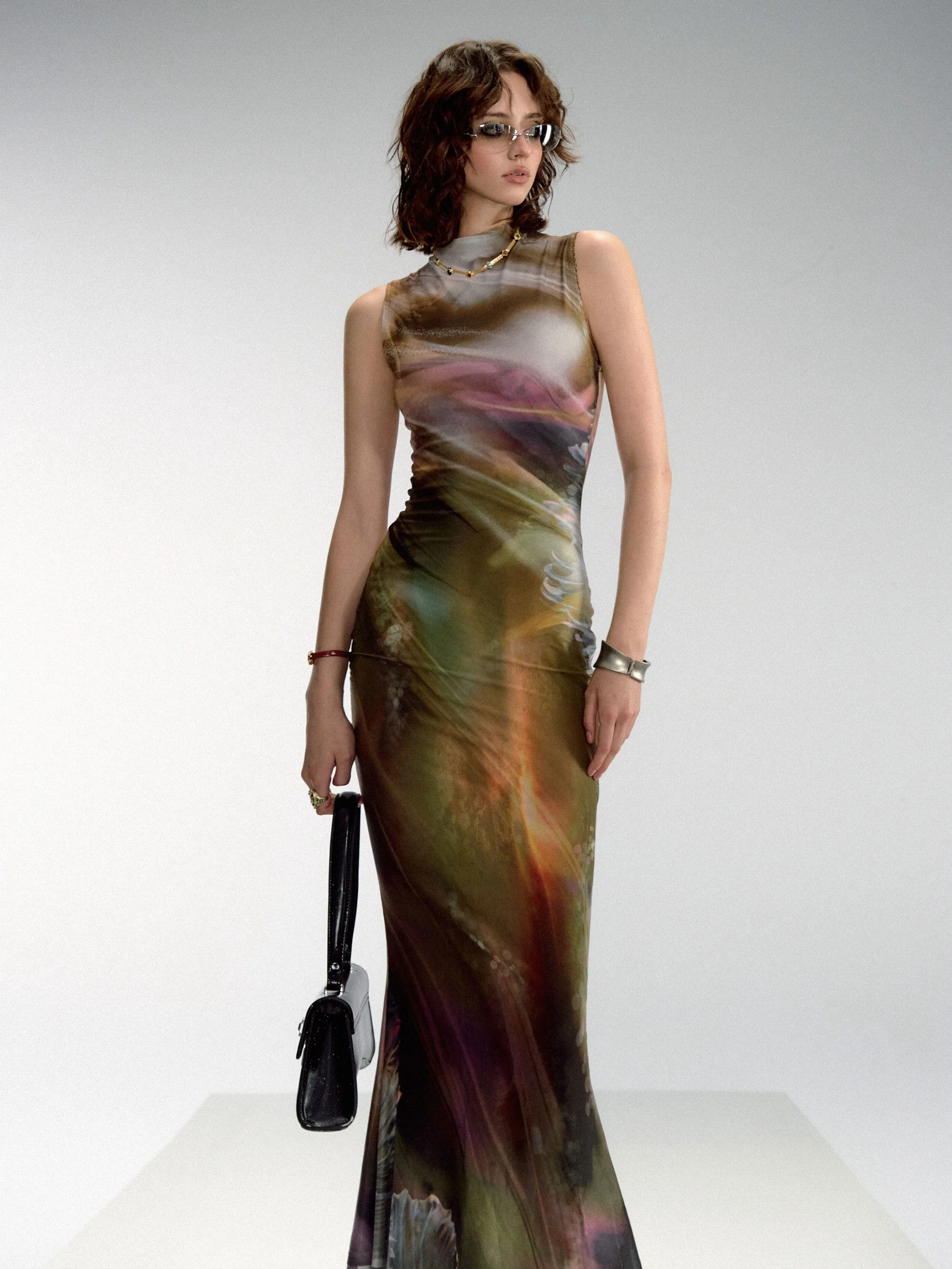 Of Akiva Abstract Print Maxi Dress