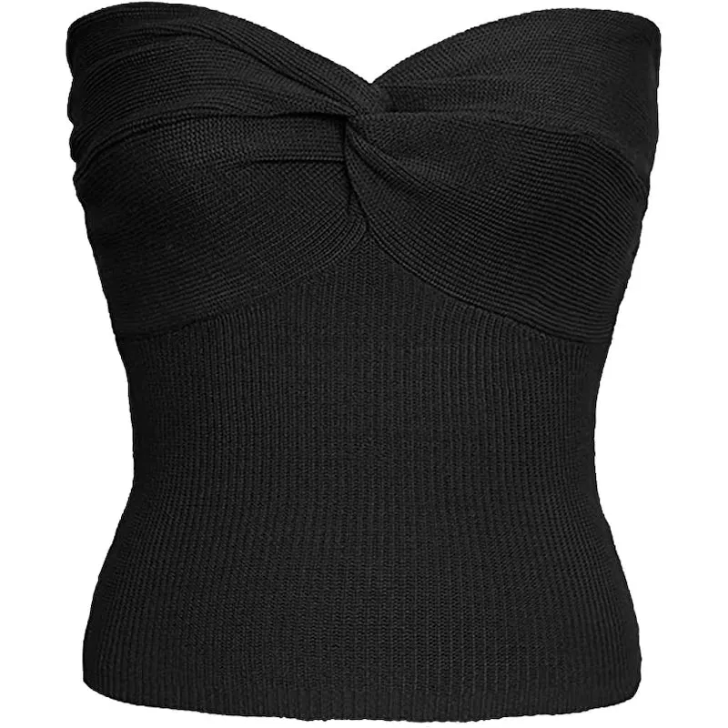 Off-Shoulder Tube Corset Knit Y2k Strapless Cute Twist Cropped Sexy T-shirt