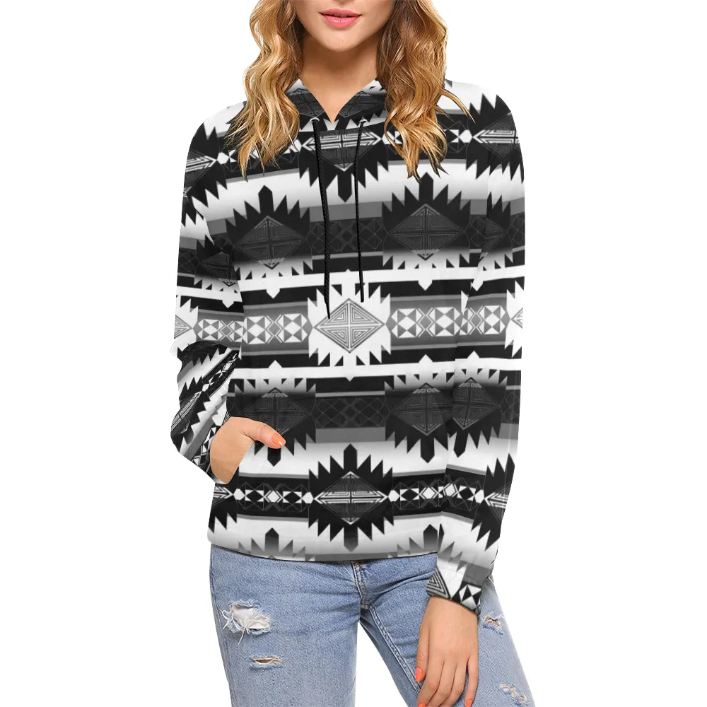 Okotoks Black and White Hoodie for Women (USA Size)