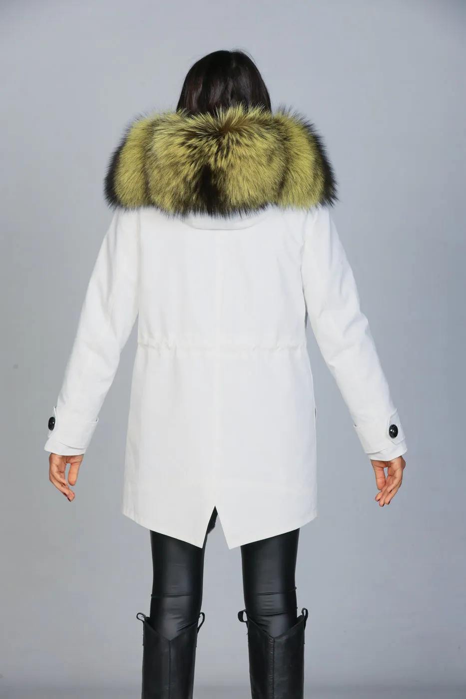 Parka in cotone tecnico  impermeabile long Luxury Silver Yellow