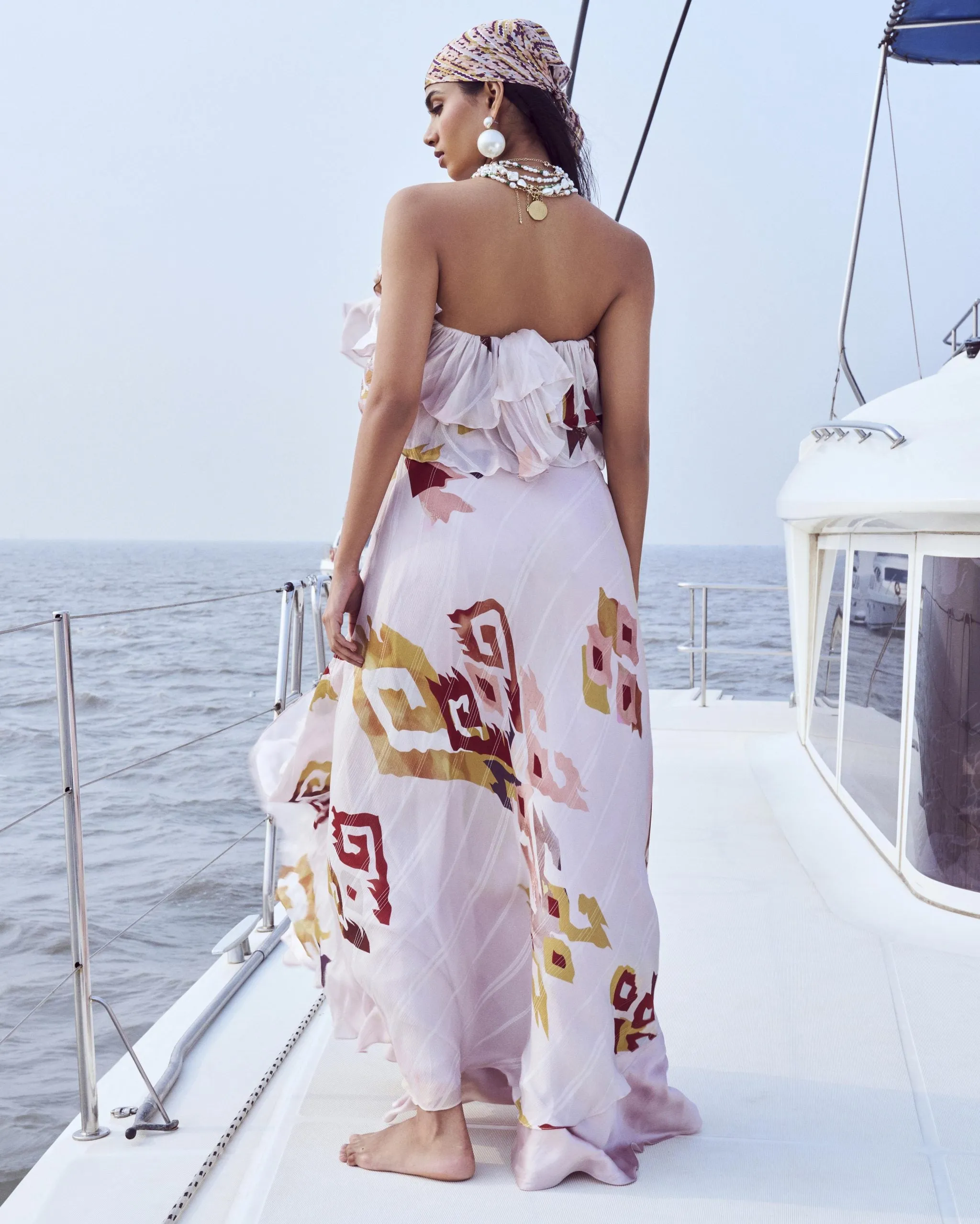 Patola Printed Off Shoulder Maxi Dress