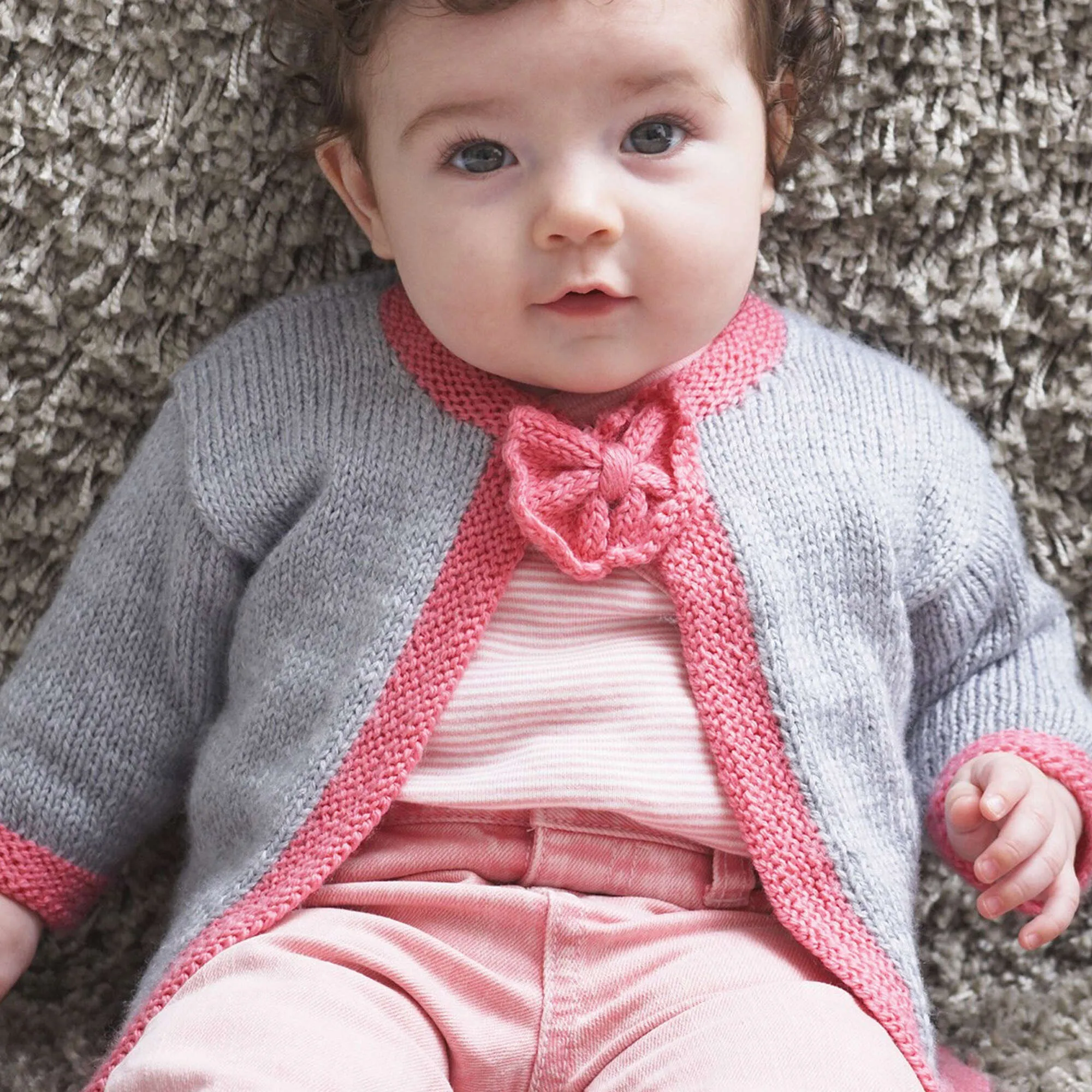 Patons Pretty Bow Tie Baby Knit Cardigan