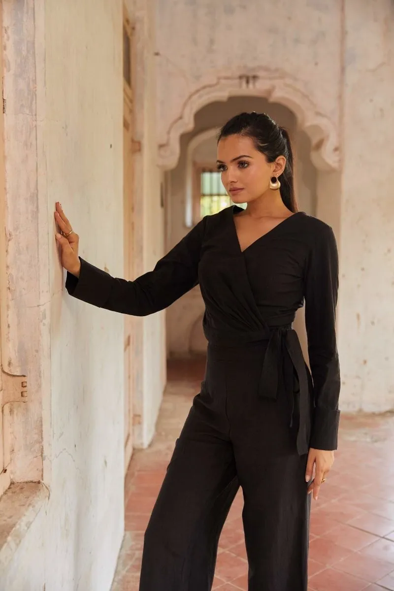 Perched Black Detachable Jumpsuit | Hemp Bamboo Fabric