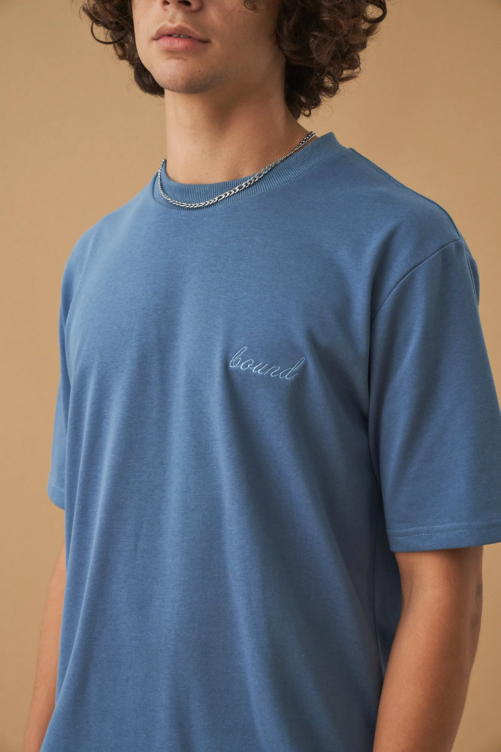 PETROL SCRIPT EMBROIDERED TEE