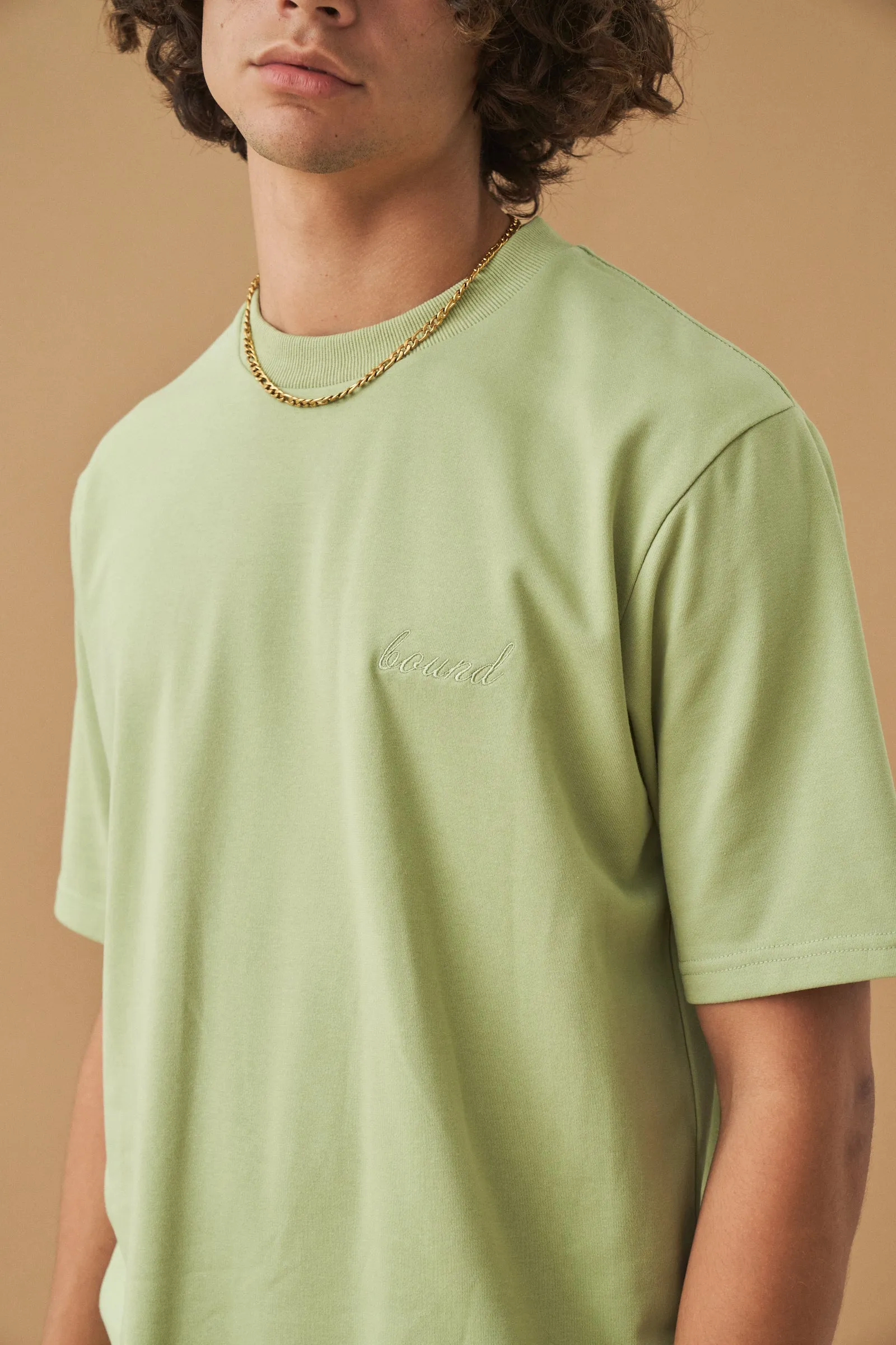 PISTACHIO SCRIPT EMBROIDERED TEE