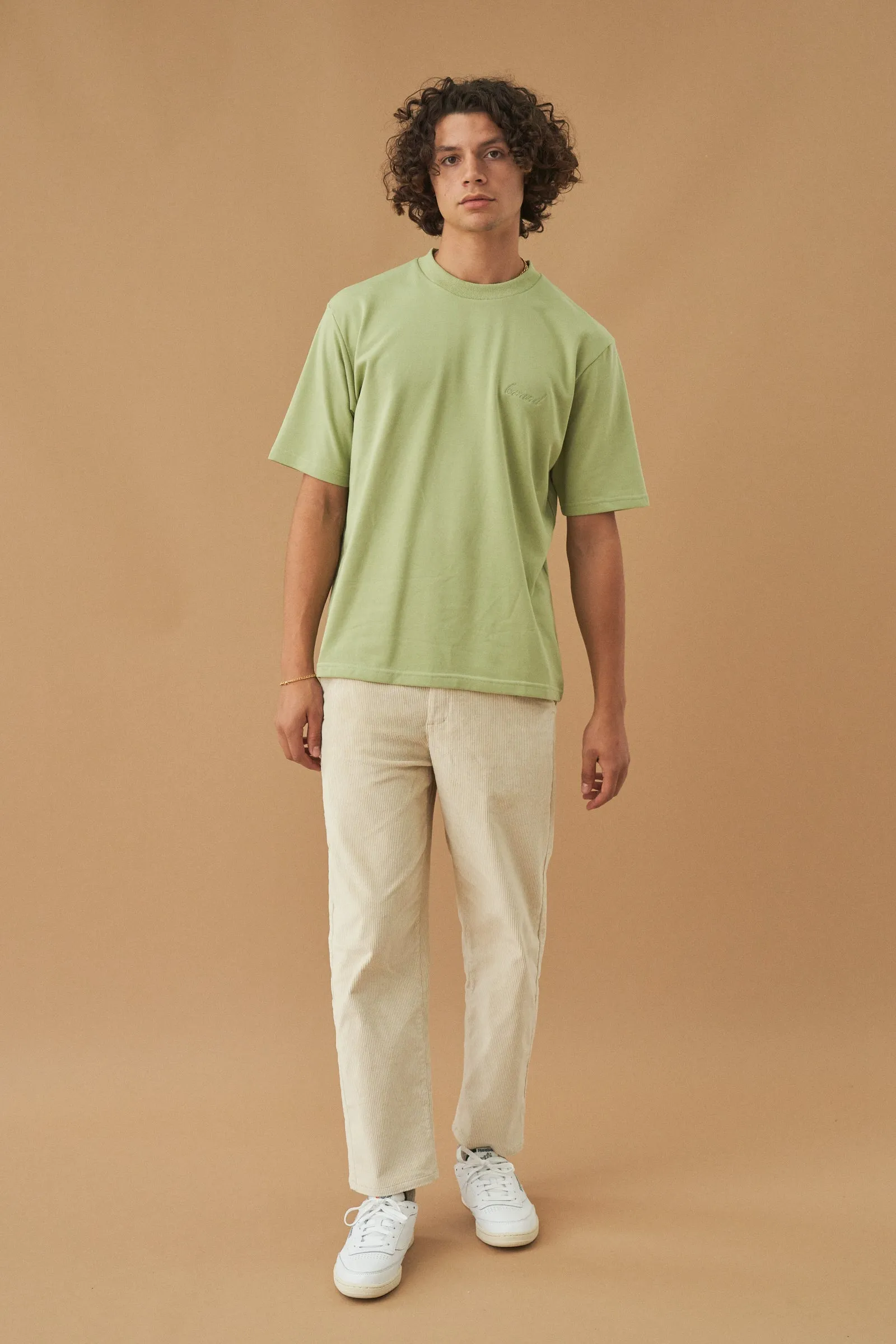 PISTACHIO SCRIPT EMBROIDERED TEE