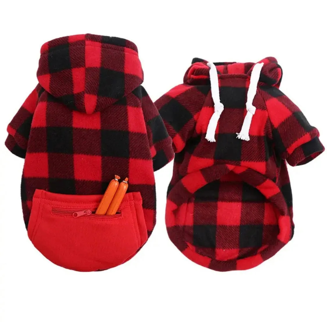 Plaid Hoodie With Zipper Pocket