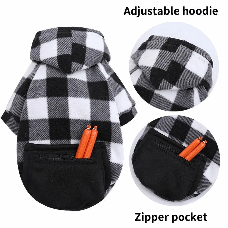 Plaid Hoodie With Zipper Pocket