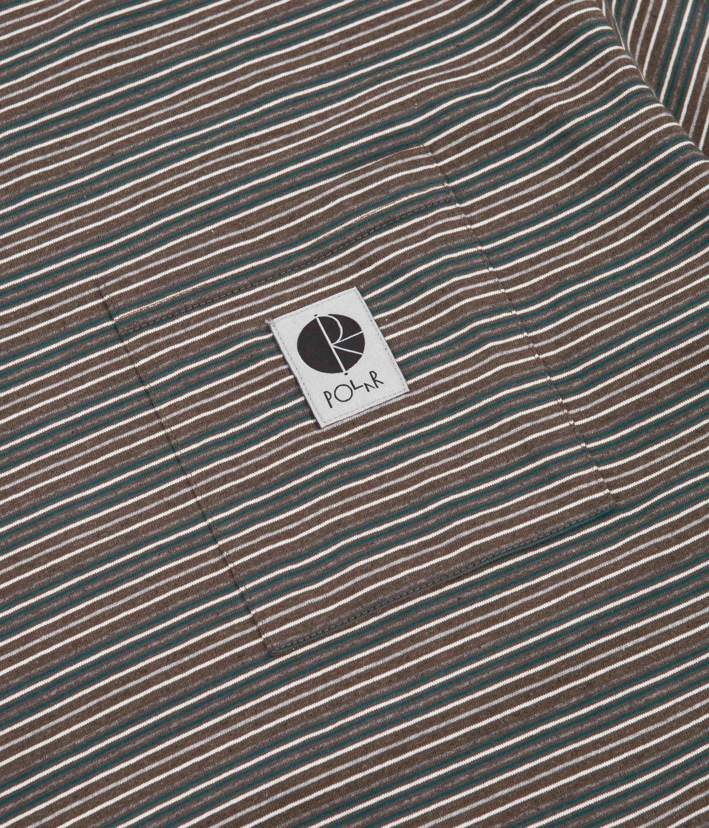 Polar Stripe Pocket T-Shirt - Brown