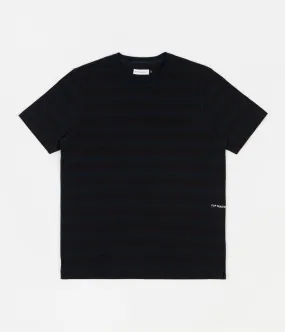 Pop Trading Company Striped Logo T-Shirt - Navy / Black