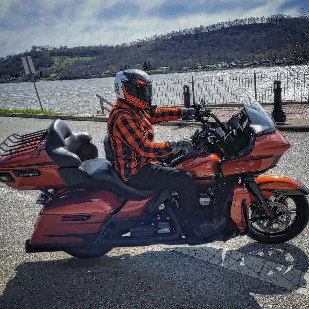 Protective Flannel Shirt - Orange and Black Checkered with Pads