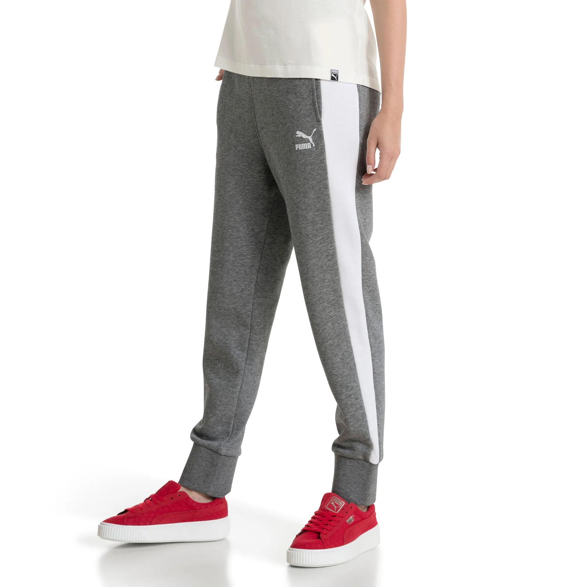 Puma Archive Logo T7 Women's Sweat Pant Medium Grey Heather/White