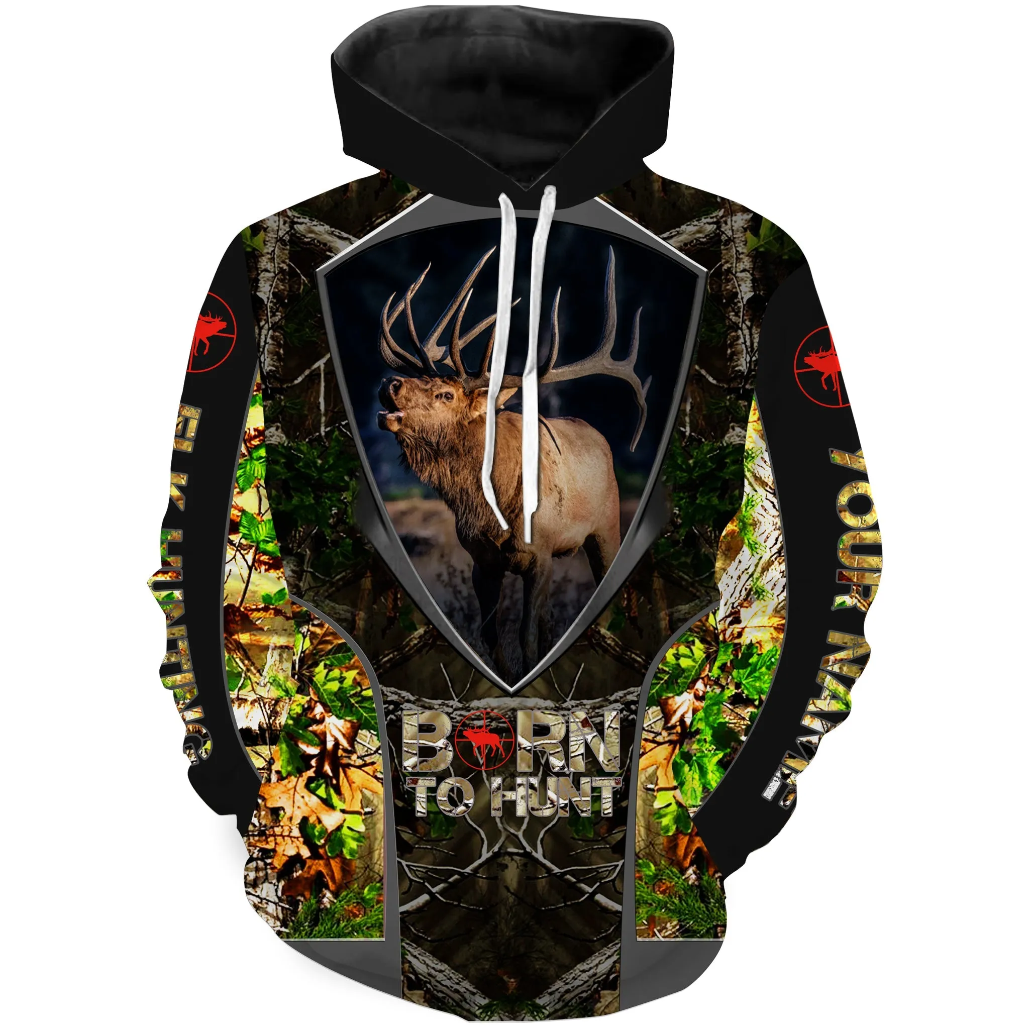 "Born to Hunt" Elk Hunting Camo Custom name 3D All over Print Shirts, Personalized Elk Hunters Gifts