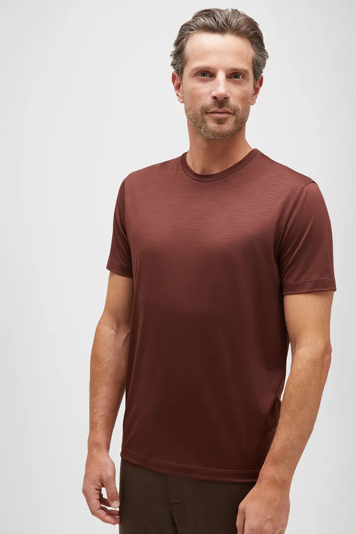 RUSTY BROWN WOOL REDA ACTIVE TEE SHIRT