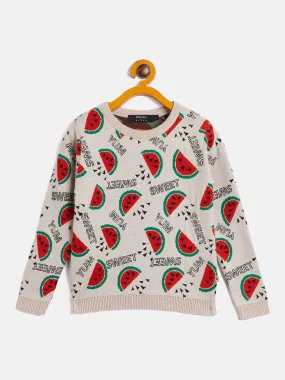 RVK Girls Conversational Printed Cotton Pullover