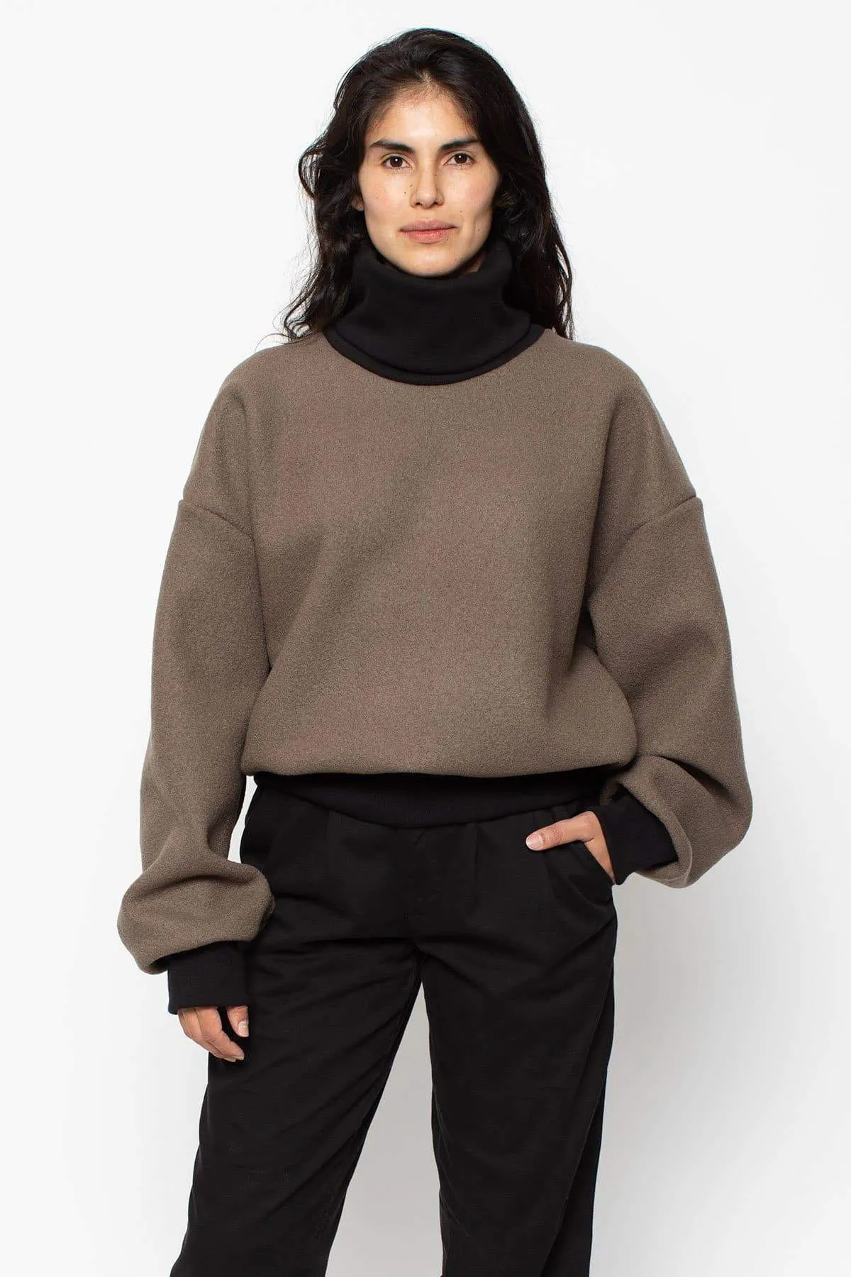 RWHR313 - Wool Turtleneck Sweater with Heavy Cotton Rib