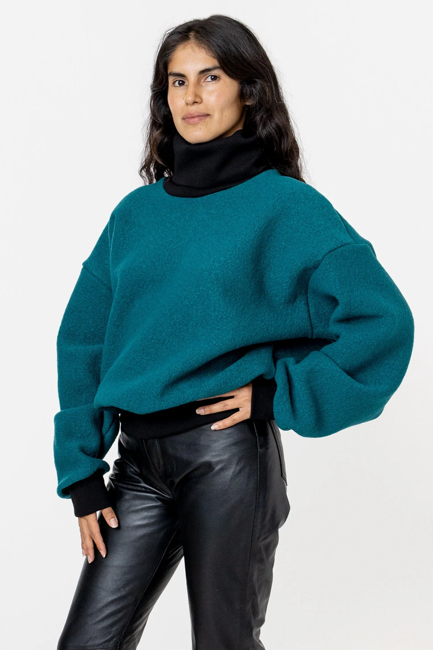 RWHR313 - Wool Turtleneck Sweater with Heavy Cotton Rib