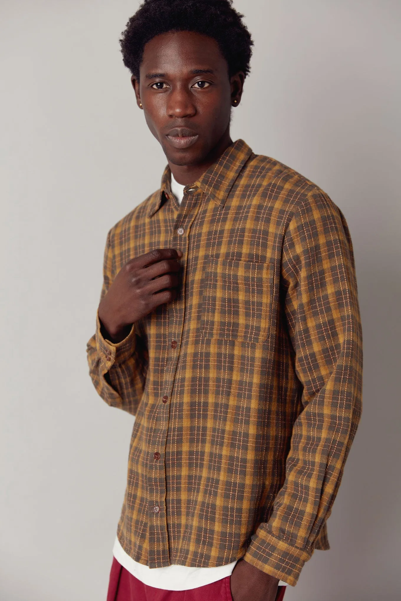 Santi Cotton Flannel Shirt Ivy