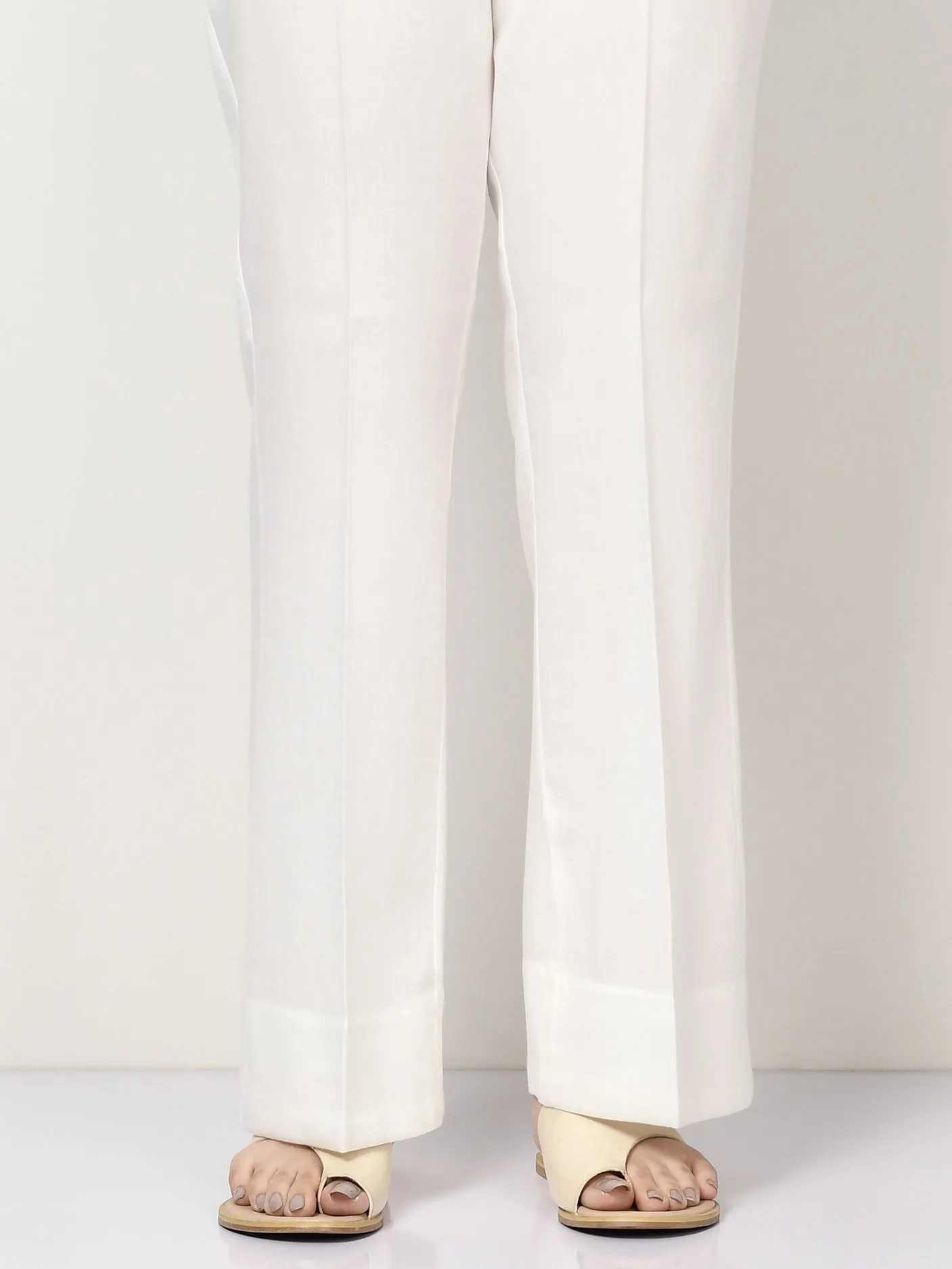 Satin Bootcut Pants - White