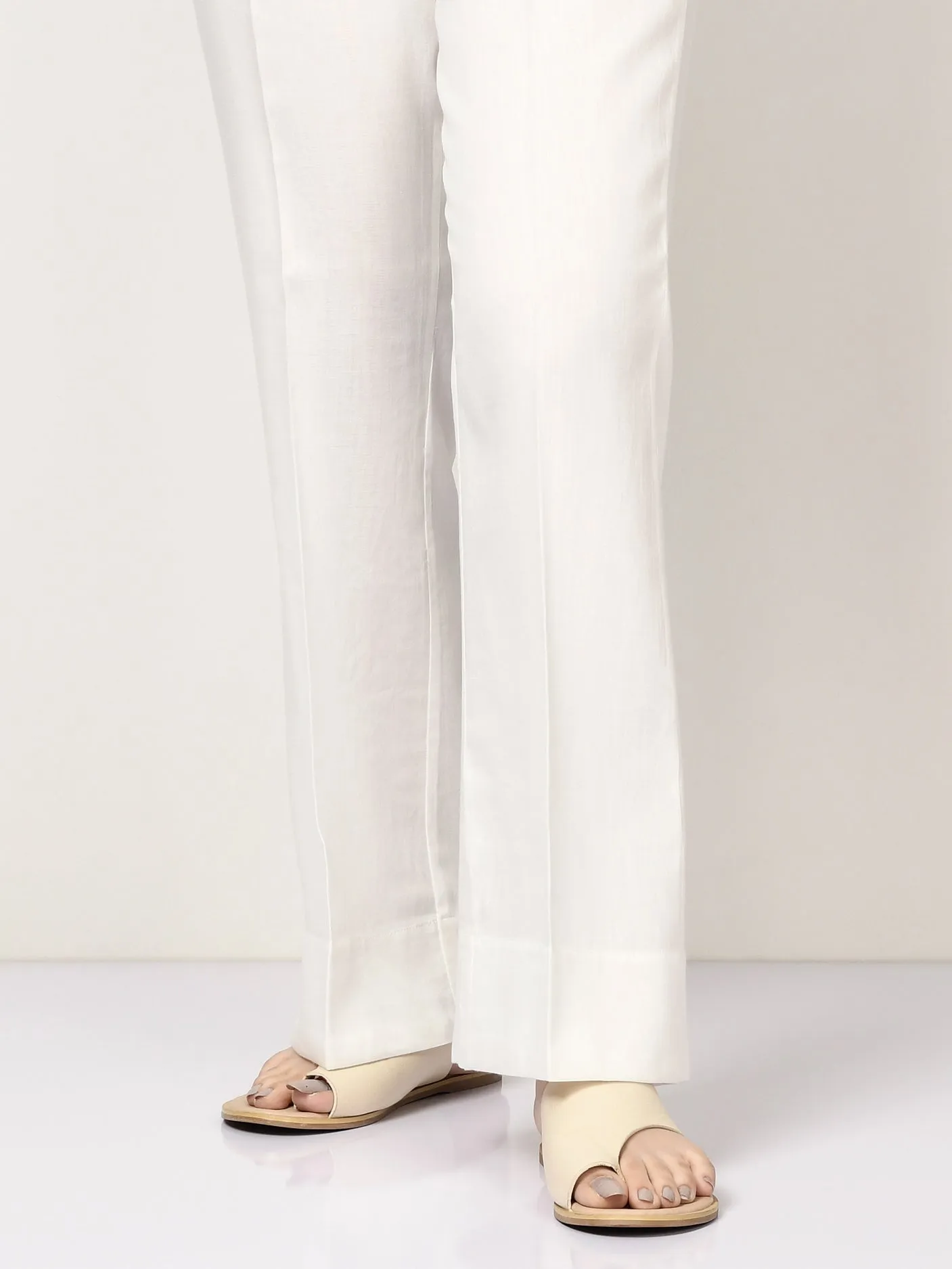 Satin Bootcut Pants - White