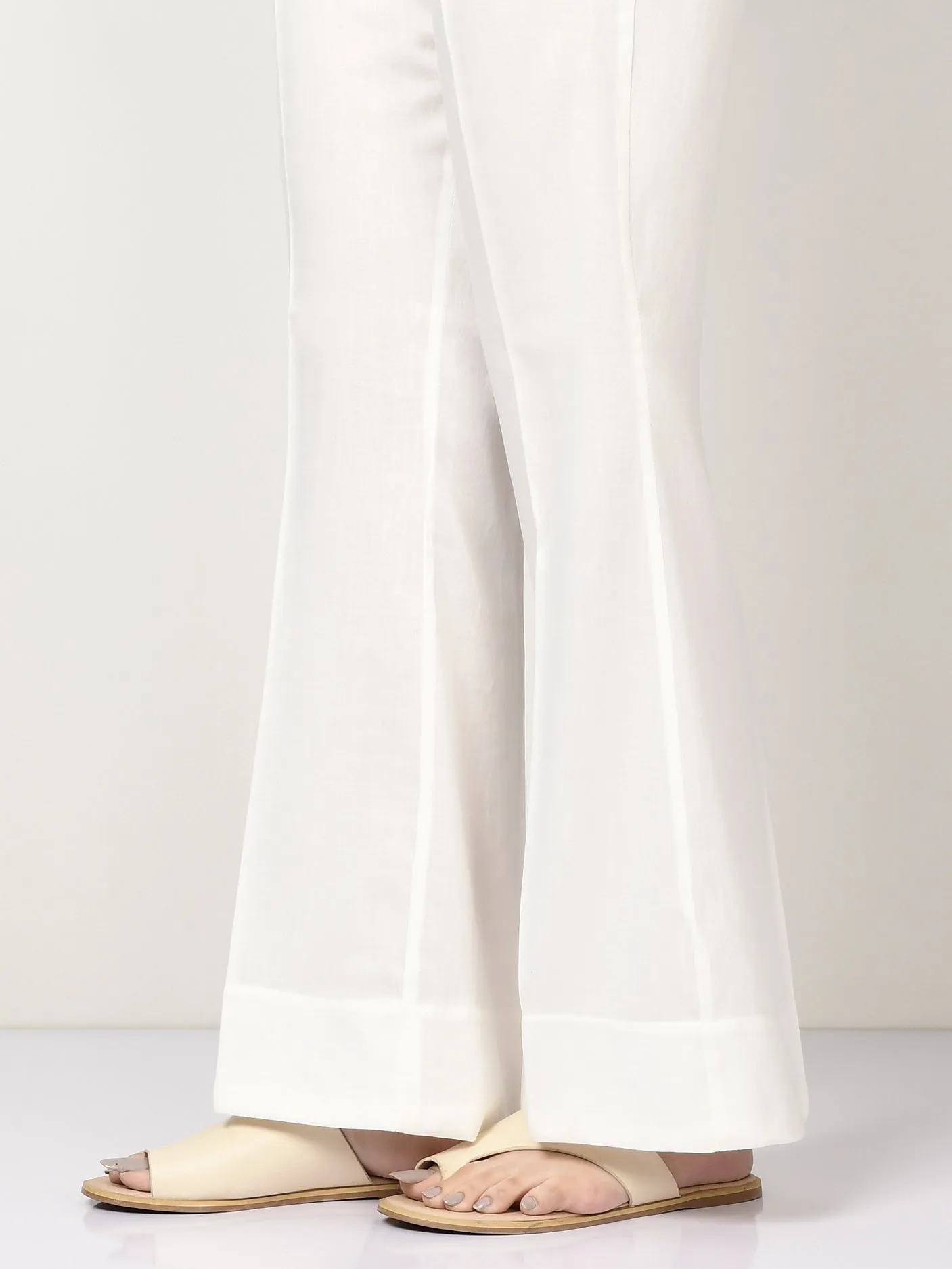 Satin Bootcut Pants - White