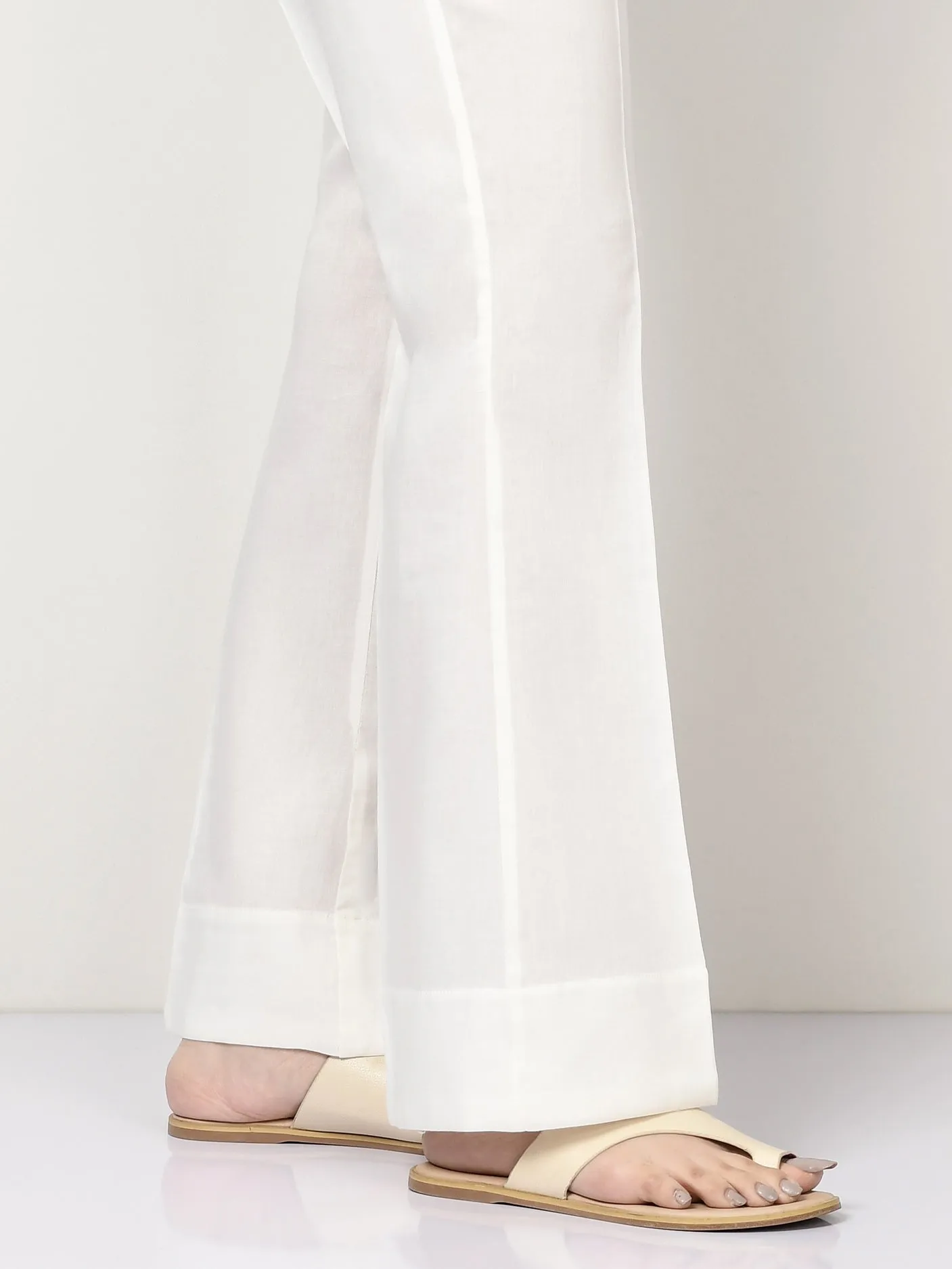 Satin Bootcut Pants - White